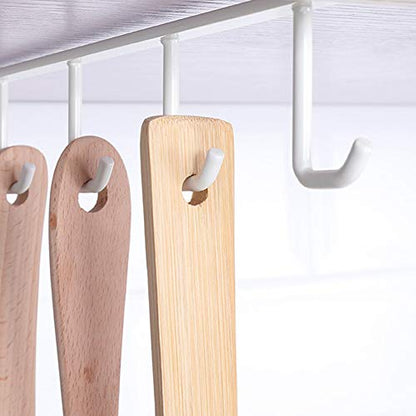 Under Cabinet Mug Holder 3 Pack, Heavy Duty Coffee Cup Hanger with 9 Hooks for Kitchen Organization, No-Drill Shelf Mount Mug Rack for Cups, Utensils, Towels, Black