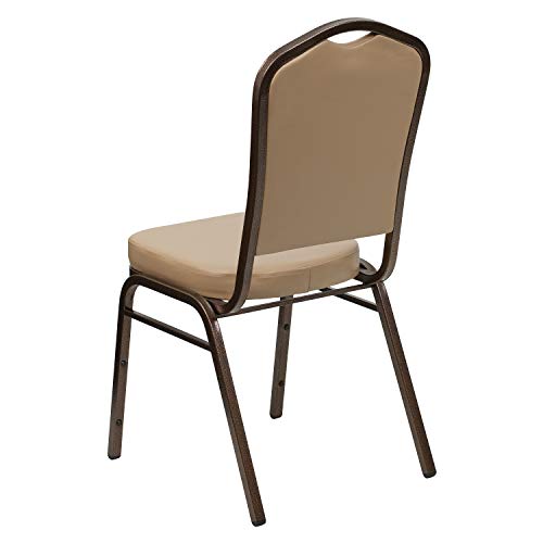 Flash Furniture Hercules Vinyl Crown Back Stackable Banquet Chair | Copper Vein Frame, Vinyl Upholstery - color: Tan Vinyl/Copper Vein Frame, size: Set of 1
