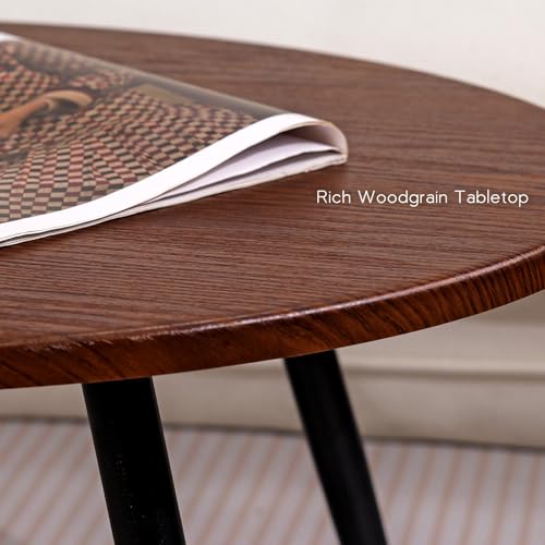 2 Pcs Small Oval Coffee Table,31.5" Retro Walnut Coffee Tables Nesting Tables Set,Easy Assembly Mid Century Modern Coffee Tables for Living Room Office,Coffee Table and End Table Sets - color: Oval-walnut