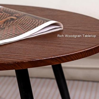2 Pcs Small Oval Coffee Table,31.5" Retro Walnut Coffee Tables Nesting Tables Set,Easy Assembly Mid Century Modern Coffee Tables for Living Room Office,Coffee Table and End Table Sets - color: Oval-walnut