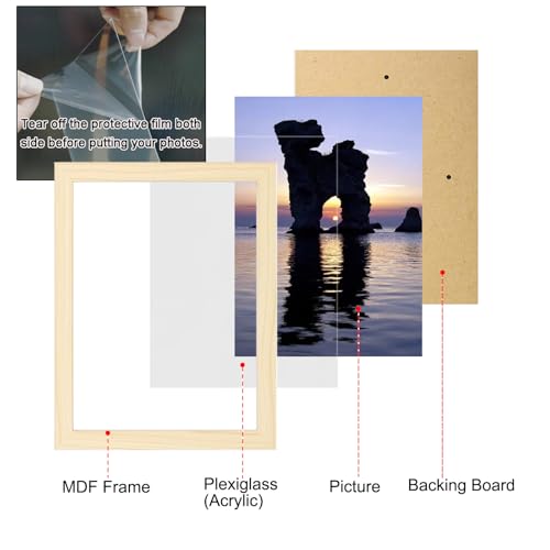 xnlkros Picture Frame Set 10 pack, Farmhouse Photo Frames, Gallery Wall Frame Collage, 8x10 5x7 4x6 Frames in 3 Different Finishes Picture Frames For Wall or Desk,Natural - color: Natura