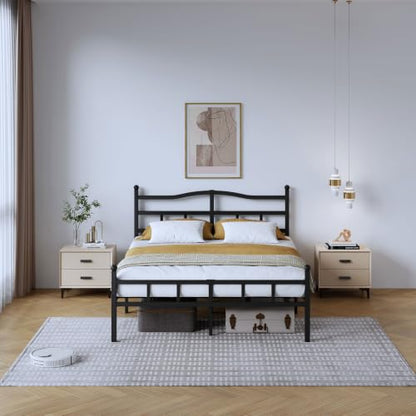 SHOANED 14 Inch Metal Bed Frame - Full Size Heavy Duty Bedframe with Headboard & Footboard Black Basic Steel Slats Platform No Box Spring Needed/Easy Assembly/Noise Free - size: Full, style: 14 Inch with Footboard