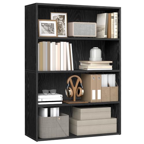 VASAGLE CUSTOS Collection - Bookshelf, 4-Tier Bookcase, Book Shelf, Open Storage Shelf, 9.4 x 31.5 x 42.5 Inches, for Living Room, Home Office, Dining Room, Ebony Black ULBC174B01 - color: Ebony Black, size: 4 Tiers (31.5"W), style: 1 Pack