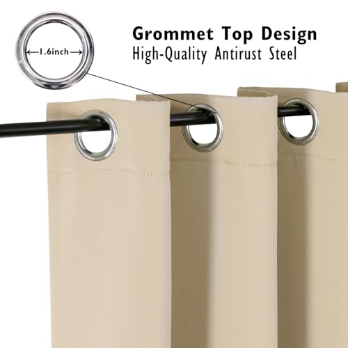 ChrisDowa Blackout Curtains for Bedroom and Living Room 50 Inches Long | 2 Panels Set, Thermal Insulated, Light Blocking, Room Darkening, Grommet, Window Drapes, Biscotti Beige, 29 x 50 Inch - color: Biscotti, size: 29"W x 50"L (Pack of 2)