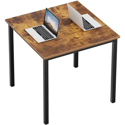 Need Small Square Dining Table- 31-1/2'' Sturdy and Heavy Duty Writing Desk for Small Spaces and Writing Table Desk Breakroom Table, Rustic Brown | Black Frame Sturdy and Heavy Duty Writing Desk for Small Spaces, Sturdy Writing Table for Home Office or St