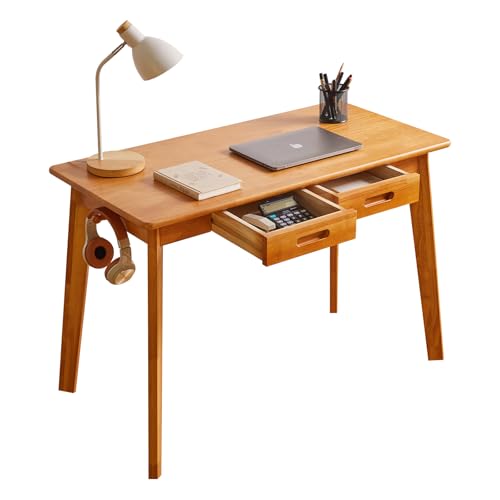 Aibiju Wood Writing Desk with Drawer and Hanging Rod, Small Computer Desk Table, 39x20x30inch Work Desk, Study Desk, Small Wooden Dining Table Cherry Wood Color YD-WD01N - color: Cherry Wood Color, size: Length 39 in