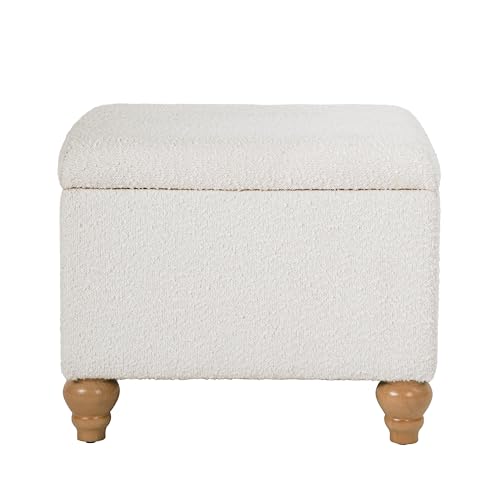 Spatial Order 22" Medium Rectangular Storage Ottoman - Cream Boucle - color: Cream Boucle