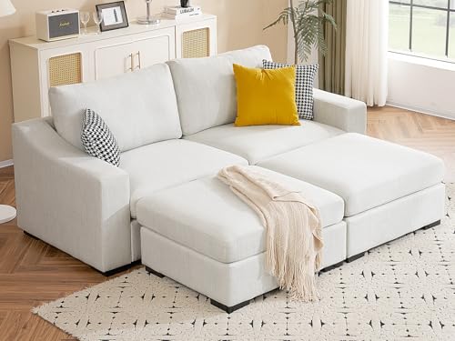 Oversized Sofa Bed, Upholstered Chaise Lounge Comfy Sleeper Sofa with Soild Wood Frame, Deep Seat Sofa Couch for Living Room Bedroom Apartment, Linen, White - color: White, size: 85 Inch - Sofa Bed
