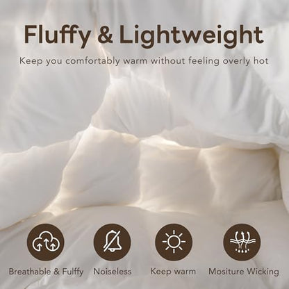 Luxury White Goose Feathers Down Fiber Comforter Queen Size Duvet Insert | Hotel Collection 100% Cotton Cover Fabric,All Season Medium Warmth,High Fill Power,8 Corner Tabs,Breathable,Hypoallergenic - size: King (106''x 90'')