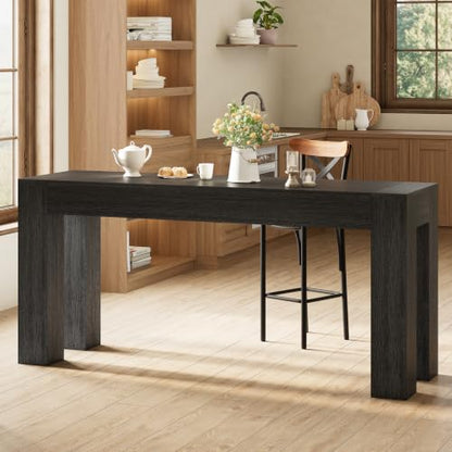 71" Long Bar Table, Rectangular 35.5" Counter Height Table, Double-Sided High Top Pub Table for Home Bar Kitchen Dining Room, Black