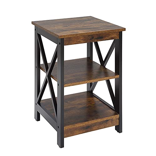Convenience Concepts Oxford End Table 15.75" - Modern Living Room Table with Storage Shelves, Transitional Nightstand Side Table for Home Decor and Display, Barnwood/Black - color: Barnwood/Black