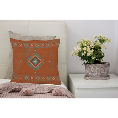 Throw Pillow Covers Western Southwest Canyons Desert Copper Turquoise Petroglyph Tribal Cotton Linen Decorative Square Pillowcases Cushion Cover 18 X 18 Inch - color: Multi 12