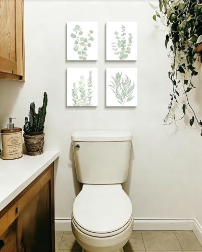 FRAMED Botanical Plant Canvas Wall Art,Boho Plant Wall Decor for Bedroom,Minimalist Floral Prints for Living Room,Light Green Botanical Art Painting for Office,Set of 4,8”x 10” - color: Botanical Wall Art, size: 8''x 10''x 4pcs