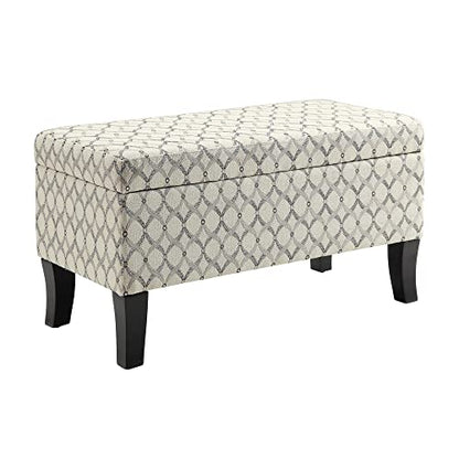 Convenience Concepts Designs4Comfort Winslow Storage Ottoman Bench 32" - Transitional Upholstered Footstool & Seat, for Living Room, Entryway, Hallway, & Bedroom, Ribbon Pattern Fabric - color: Ribbon Pattern Fabric