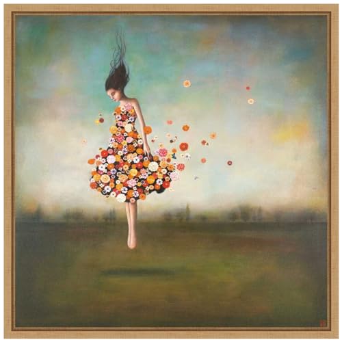 Amanti Art Framed Canvas Wall Art 22x22 Boundlessness in Bloom by Duy Huynh, Framed Wall Art Canvas, Abstract Artwork, Modern Decor, Medium Poster Painting for Living Room, Bedroom, Bathroom, Kitchen - color: Sylvie Natural, size: 22"L x 22"W