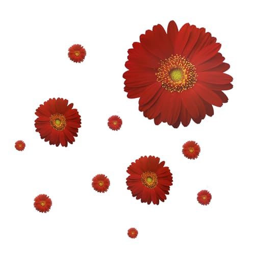 3D Red Daisy Wall Stickers Flowers Wall Decal DIY Modern Room Decor Removable Creative Window Sticker Home Wall Art Decorations - color: Red