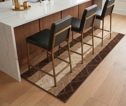 Hallway Runner Rug, 2'7" x 4' Washable Non-Slip Carpet Runner, Custom Size | Rubber Backed Runners for Hallways, Kitchen, Bathroom & Entryway, 2-35 Feet - color: Zigzag-brown, size: 2'7" x 4' (Runner)
