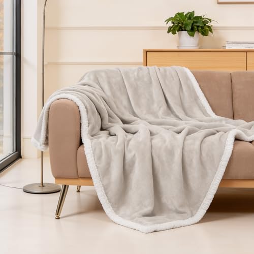 BEAUTEX Sherpa Fleece Throw Blankets Soft Fluffy Flannel Plush Cozy | Fuzzy Beige Cuddle Blanket for Couch, Bed, Sofa, Adults (50" x 60", Beige) - color: Beige, size: Throw-50"x60"