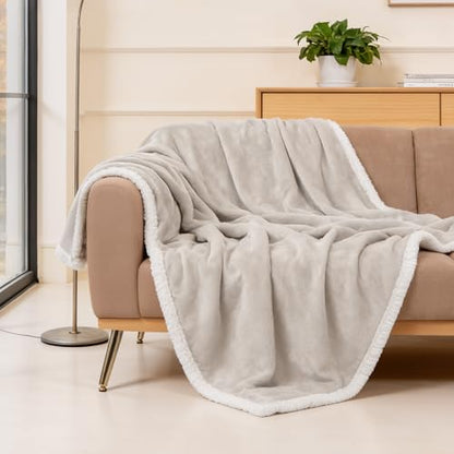 BEAUTEX Sherpa Fleece Throw Blankets Soft Fluffy Flannel Plush Cozy | Fuzzy Beige Cuddle Blanket for Couch, Bed, Sofa, Adults (50" x 60", Beige) - color: Beige, size: Throw-50"x60"