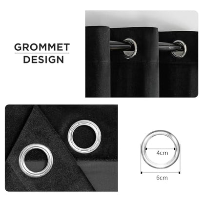 Joydeco Black Velvet Curtains 63 Inches Long, Luxury Grommet Blackout Curtain 2 Panels, Thermal Insulated Privacy Room Darkening Window Drapes for Bedroom Living Room Home Theatre (52Wx63L) - color: *Grommet | Black, size: 52"W x 63"L (Pack of 2)