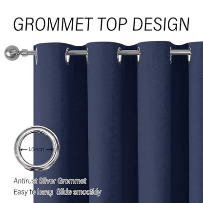 ChrisDowa Navy Blue Blackout Curtains 45 Inches Long 2 Panels for Bedroom | Room Darkening,Light Blocking,Thermal Insulated,Faux Linen,Farmhouse,Grommet,Window Treatment,Drapes,Living Room,52x45 - color: Navy Blue, size: 52"W x 45"L (Pack of 2)