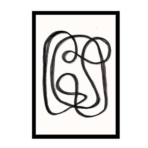 Printed Canvas Painting Wall Art Abstract Black and White Minimalist Line Wall Art Modern Art Poster Contemporary Line Art Print Living Room and Bedroom Decoration 8x12inch Solid wood - color: Picture 2, size: 8x12inch Solid wood
