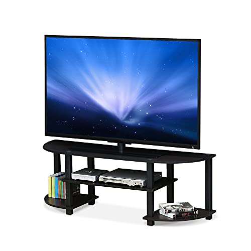 Furinno Turn-S-Tube Wide TV Entertainment Center, Dark Walnut | Toolless Entertainment Center with Open Storage Shelves, Media Console Table with Soundbar Shelf for Living Room, Bedroom - color: Dark Walnut, size: Wide