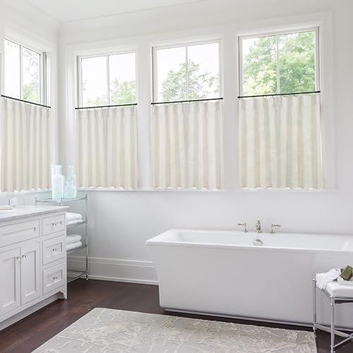 Lino Rosa Kitchen Window Curtains Over Sink Cafe Curtains 24 Inch Length,Farmhouse Linen Pinch Pleat Sheer Kitchen Curtain Set of 1 - color: Natural, size: 24"W x 24"L (Pack of 1)