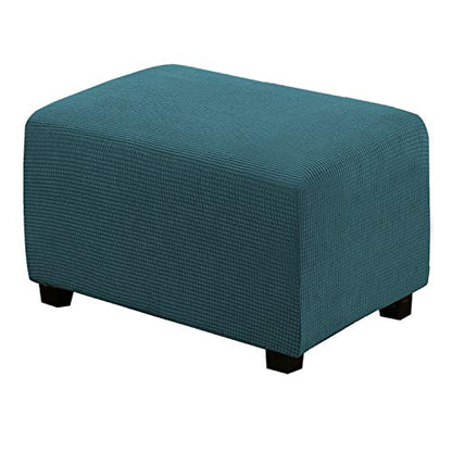 H.VERSAILTEX Ottoman Cover Slipcover Rectangle Fit Length 29'-34' Footrest Sofa Slipcovers Stool Cover Footstool Protector Covers Feature Stretch Thick Soft Jacquard Fabric Washable - Deep Teal - color: Deep Teal, size: Rectangle-Large