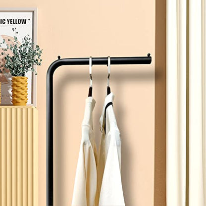 Metal Coat Rack, Modern Clothing Tree with Heavy-weight Slate Base, Small Coat Stand for Entryway/Bedroom/Hallway, Standing Plant Hanger, Matte Black - style: 7-shaped with no hooks