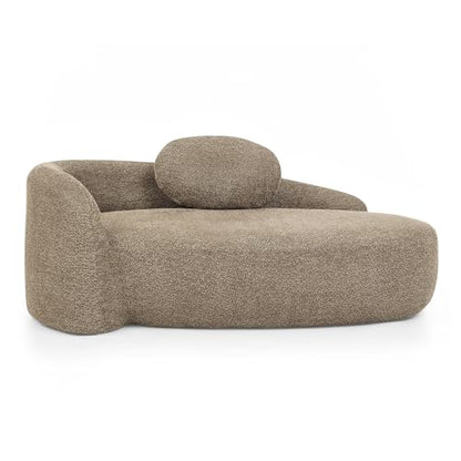 JIVOIT Modern Oval Single Lazy Sofa Chair, Bouclé Fabric Single Lounge Chair with Integrated Backrest, Side Armrest and Pillow, Compact Space-Saving Lounge Chair for Living Room Bedroom (Brown//033) - color: Brown//033