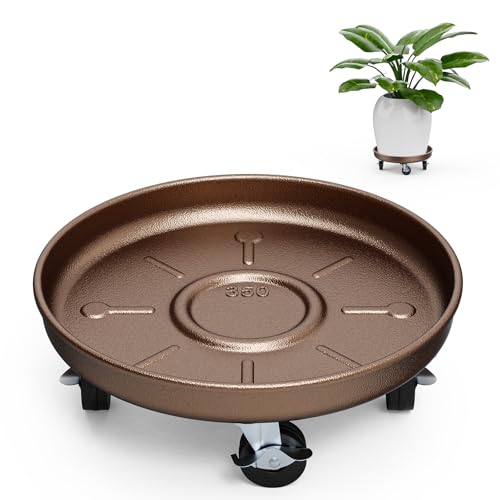 Plant Caddy With Wheels 13" Metal Plant Saucers for Indoors 350 Lb Capacity | Rolling Plant Stand, 360° Locking Casters Heavy Duty Planter Caddies, Rustproof and Waterproof, and Easy to Move, 1 Pack - size: 1 PACK 13 INCH
