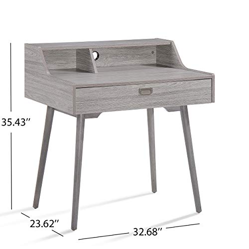 Christopher Knight Home Ellison Mid-Century Modern Fiberboard Home Office Desk, Grey Oak Finish