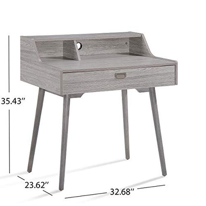 Christopher Knight Home Ellison Mid-Century Modern Fiberboard Home Office Desk, Grey Oak Finish