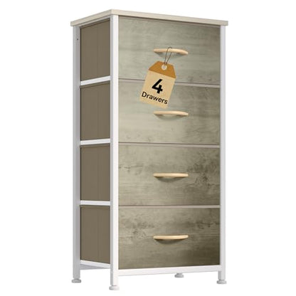 DWVO Dresser with 4 Drawers - Fabric Storage Tower, Organizer Unit for Bedroom, Hallway, Hallway, Closets - Sturdy Steel Frame, Wooden Top & Easy Pull Fabric Bins | Fabric Storage Tower, Organizer Unit for Bedroom, Hallway, Closets, Sturdy Steel Frame, Wo