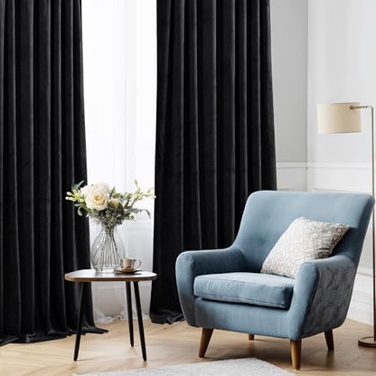 Black Velvet Doorway Curtains, W42 x L96 inches, 2 Panels | Thick Heavy Privacy Room Dividers, 300GSM Soft Heavy Velvet, Thermal Insulated, Noise Reducing, Bedroom, Home Office, Theater - color: Neutral Series - Black, size: 42"W x 96"L (Pack of 2)