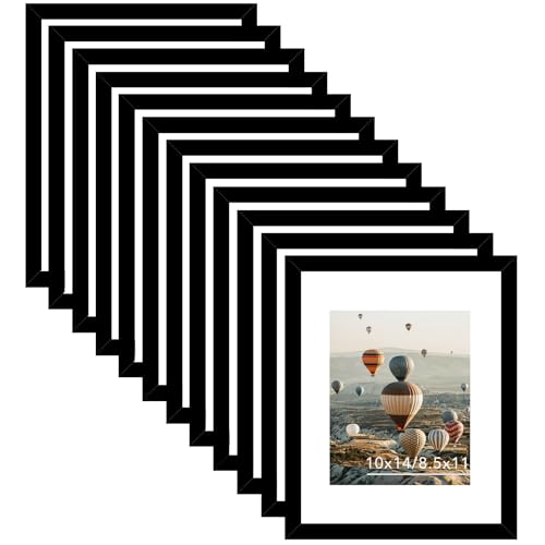 10x14 Picture Frame Set of 12 for 30 x 40 cm Diamond Art Painting, Display 8.5x11 with Mat or 10x14 without Mat, Wood 10 by 14 Wall Gallery Poster Photo Frames Bulk with 8.5x11 Mat,12 Pack, Black - color: Black, size: 10x14 inch