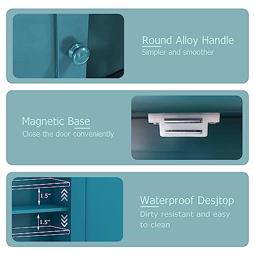 TaoHFE Turquoise Bathroom Cabinet,Bathroom Wall Cabinet with 2 Door | Adjustable Shelves,Over The Toilet Storage Cabinet,blue Bathrooms Cabinet Wall Mounted,Medicine Cabinets for Laundry - color: Turquoise