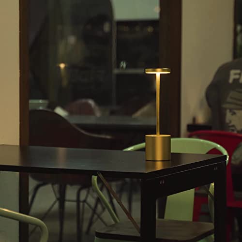 2Pack Cordless Table Lamp, Rechargeable LED Battery 5000mAh Metal USB Portable Powered Desk Lamp, 3 Levels Brightness Light for Restaurants Outdoor (2pack 10.25in Gold) | Battery 5000mAh Metal USB Portable Powered Desk Lamp, 3 Levels Brightness Light for