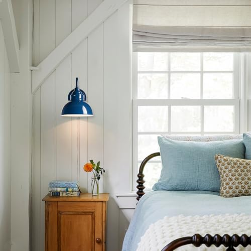 Mini Gooseneck Wall Sconce, 2-Way Mount with Switch, Blue | Flexible Gooseneck, Plug-in & Hardwired Dual Installation, On/Off Switch Included, Fits Bedroom, Porch, Patio, Hallway - color: Blue