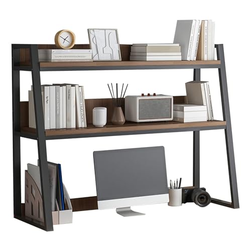 FPIGSHS Ladder Bookcase for Computer Desktop, 2-Tier Multipurpose Countertop Hutch Bookshelf, Multi-Function Storage Display Shelf Organizer Rack for Home Dorm Office Supplies (95CM)