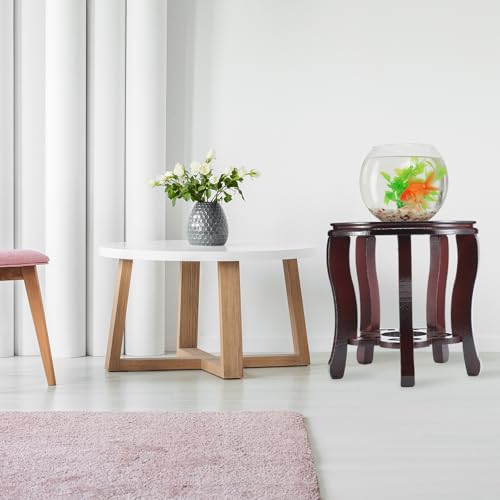 Colingmill 11 Inch Wooden Oriental Plant Stand Chinese Vase Pot Display Stand Round Asian Style Wood Tall Planter Display Fishbowl Fish Tank Traditional Base for Home Indoor Outdoor Decoration