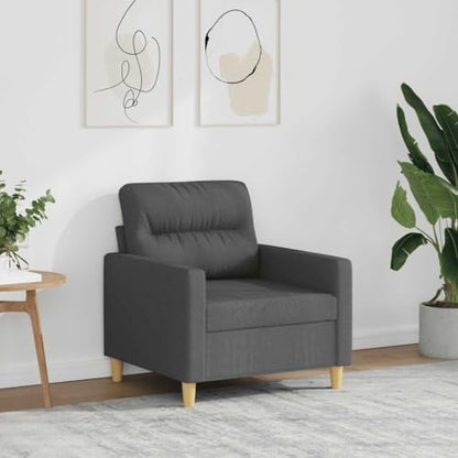 Dark Gray Fabric Sofa Chair, Comfy Accent Armchair with Matte Finish Metal Legs for Living Room, Compact Reading Chair for Small Spaces Bedroom, 30.7 W - size: Single