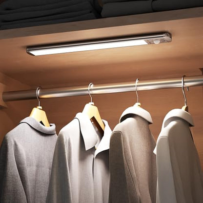 Joyzy Under Cabinet Lighting Motion Sensor Closet Lights Battery Operated Dimmable, 91 LED Rechargeable Under Sink Light, Wireless Under Counter Lights for Pantry RV Step Night Light Hallway - size: 1 pack-11.8"