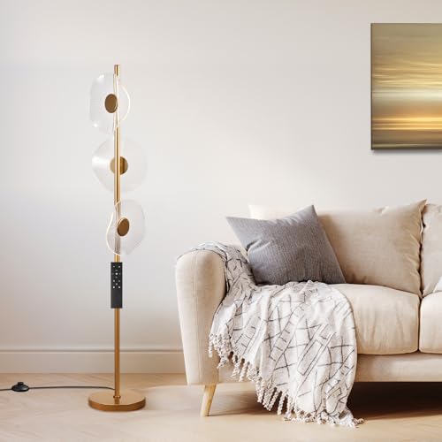 NUÜR Modern Floor Lamp, Dimmable Standing Lamp with Remote Control, Stepless Adjustable Colours & Brightness, Industrial Lighting for Living Room, Bedroom, Office