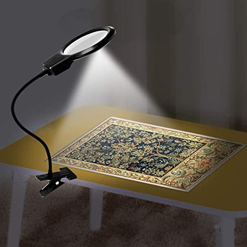 5D Diamond Painting Tools, LED Light with Magnifiers for Diamond Painting, 4X & 6X Magnifier LED Light with Clip and Flexible Neck, 5D Diamond Painting and Cross Stitch Tool Accessory Magnifier Lamp - color: Black