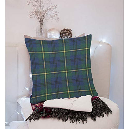 Throw Pillow Covers Yellow Locker by Johnston Clan Tartan Blue Green Plaid Scottish Cotton Linen Decorative Square Pillowcases Cushion Cover 18 X 18 Inch - color: Multi 22
