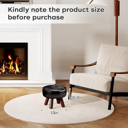 oakvivo 13in Small Foot Stool Ottoman, Round Faux Leather Foot Rest, Black | Footstool Ottomans with Rubber Legs Under Desk, Footrest for Couch, Living Room, Bedroom, Office, 13''L x 13''W x 10.2''H - color: Black