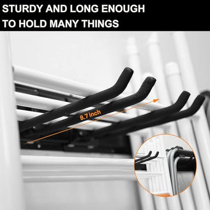 Wallmaster Garage Storage Organization Wall Mount, Garden Tool Rack Organizer Heavy Duty Folding Chair Hangers with 12 Adjustable Hooks 96inch Tracks Max Load 900lb - size: 12Hooks+6Panels