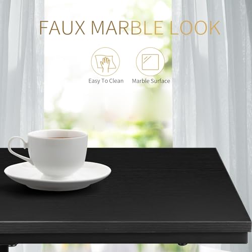 C Shaped Side Table Set of 2, Skinny Sofa Table for Sofa and Bed, Couch Tables That Slide Under, Small End Tables for Living Room, Bedroom or Small Spaces, Black - color: Black Table Top